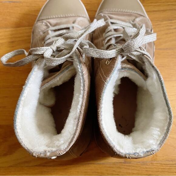 Kate Spade | Lendal High Top Sneakers Shoes Lace-Up Suede Sherpa Tan Size 7 - Picture 7 of 10